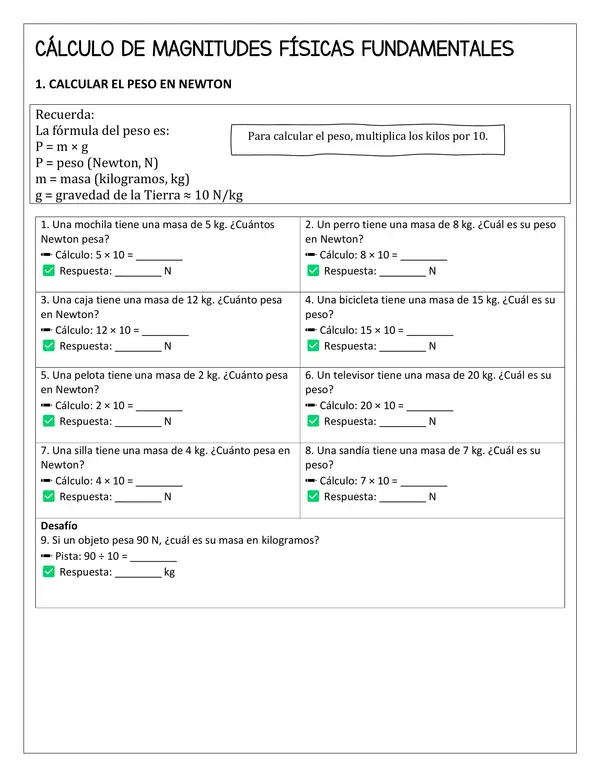EJERCICIO CALCULO MAGNITUDES FÍSICAS FUNDAMENTALES