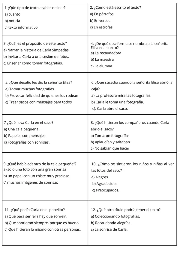 Ficha: Comprensión Lectora - 3 Textos Narrativos