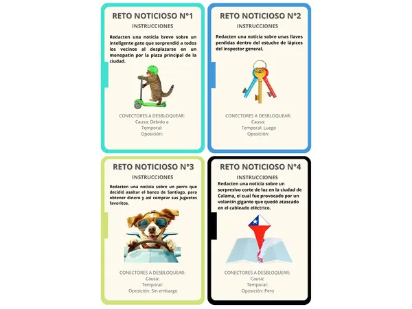 Escribir noticias y conectores.