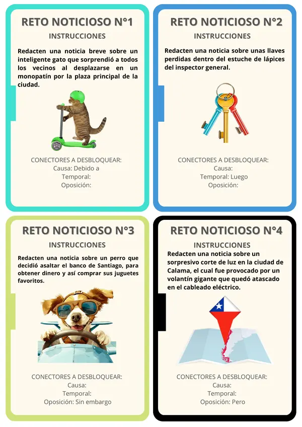Escribir noticias y conectores.