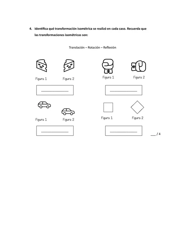 Evaluación diagnóstica 4º básico Eje Geometría y medición