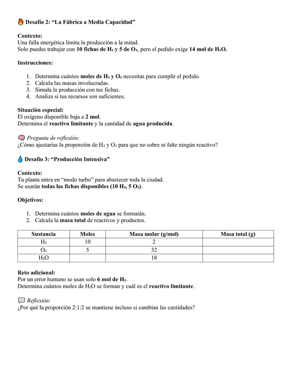 Juego evaluativo: Estequiometría