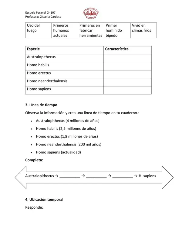guía proceso de hominización 