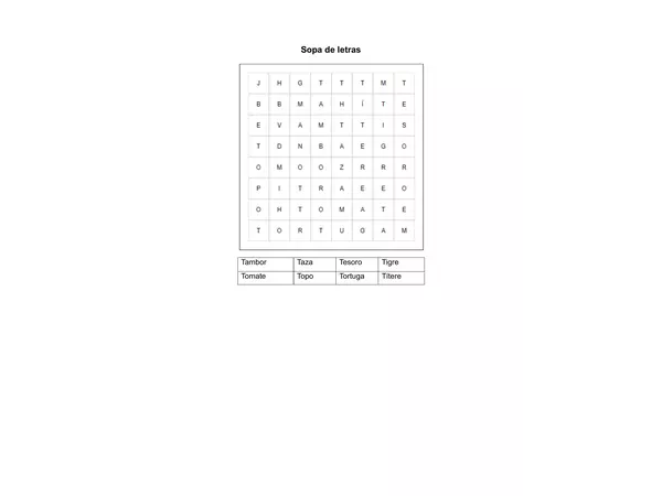 Sopa de letras T