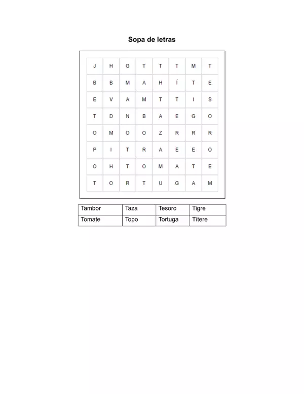 Sopa de letras T
