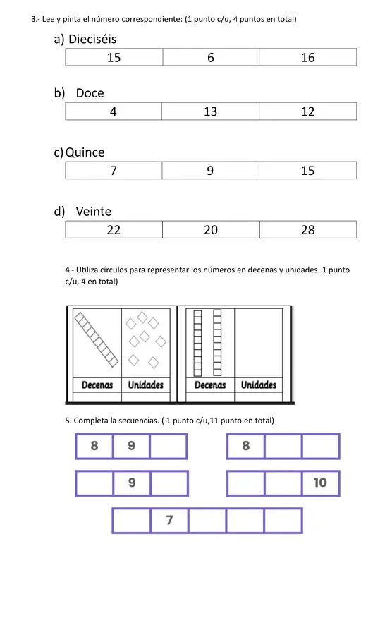 Evaluación de matemática. Segundo básico  