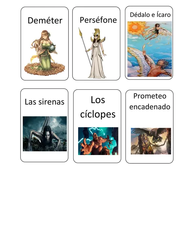 Baraja de cartas de mitología para impresión