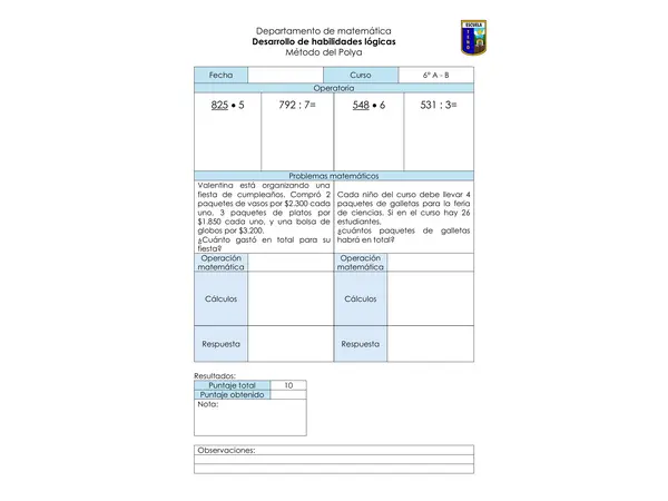 Taller habilidades matemáticas