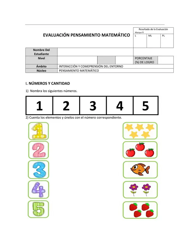 Evaluación Pensamiento Matemático