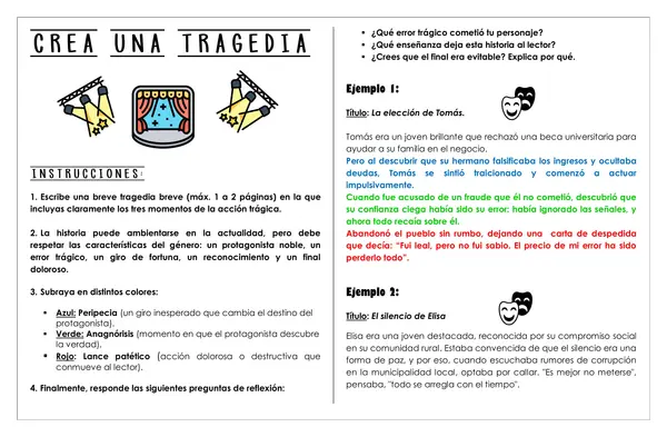 Guía de trabajo - Crea una tragedia breve