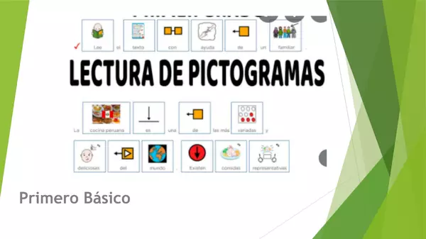 Presentacion con actividades Primero Basico, Pictogramas unidad IV