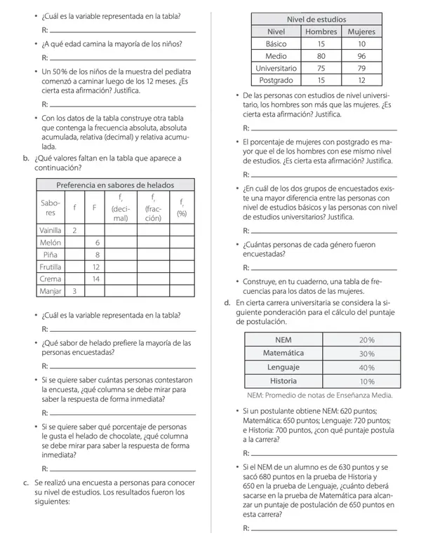 Guía Matemática 7° Básico | Estadística, Población, Muestra, Frecuencias y Gráficos