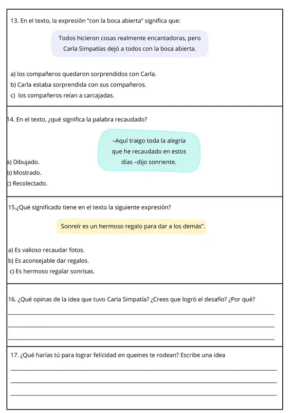 Ficha: Comprensión Lectora - 3 Textos Narrativos