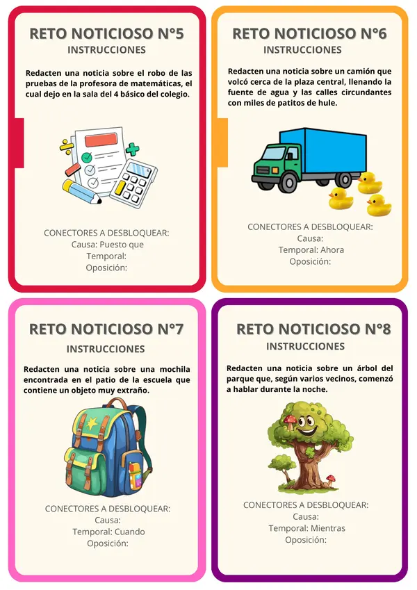 Escribir noticias y conectores.