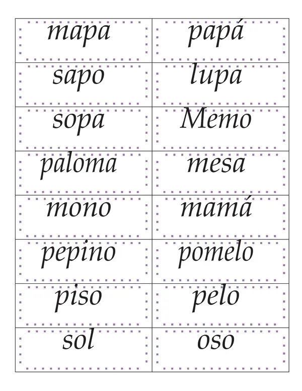 Palabras de bingo