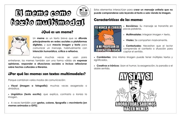 Guía de trabajo - El meme como texto multimodal 