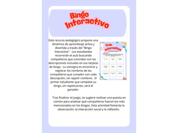 BINGO interactivo "Vuelta a clases" 