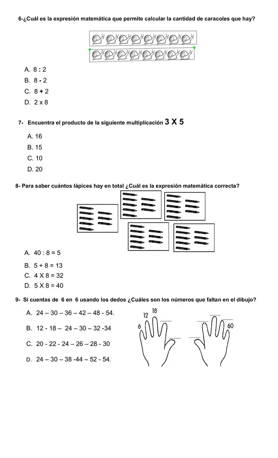 Evaluación multiplicación y la hora 