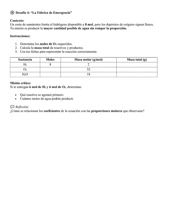 Juego evaluativo: Estequiometría