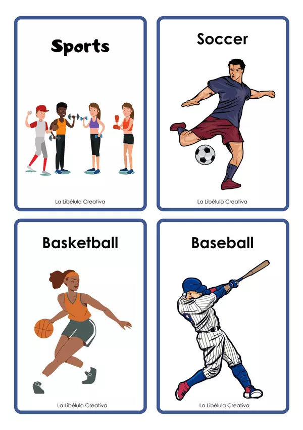 Flash Cards Sports Athetles Games Color English 