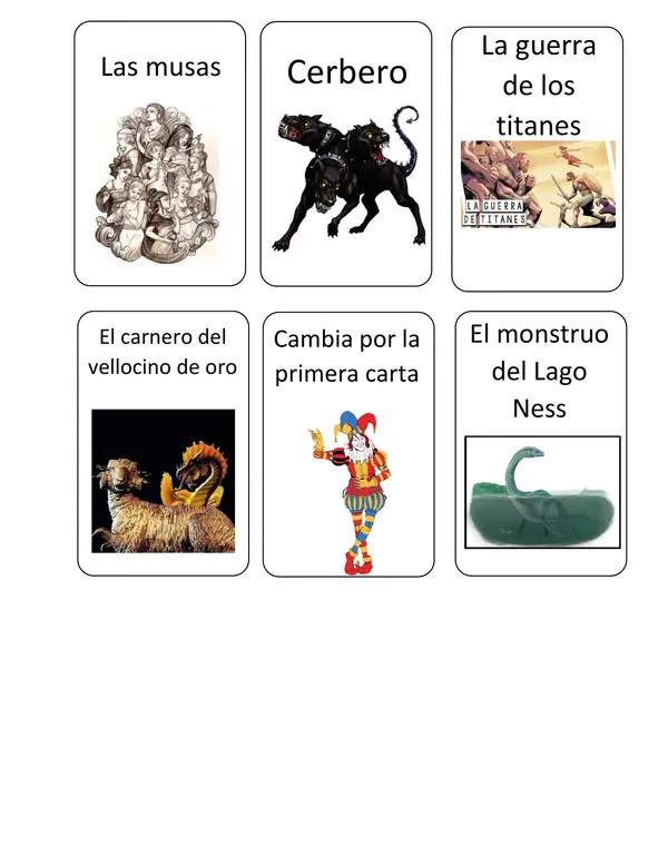 Baraja de cartas de mitología para impresión