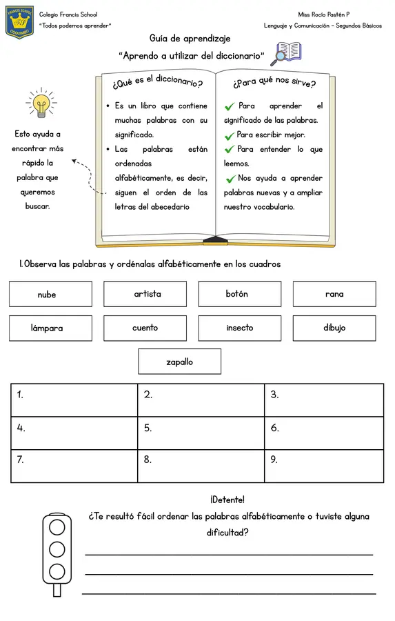Actividad de aprendizaje - Uso del diccionario 