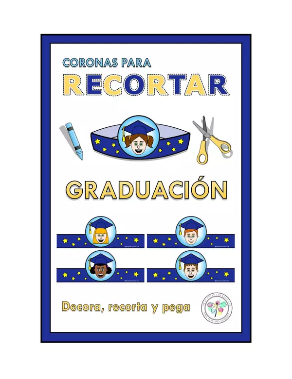 Coronas para Recortar Colorear Graduación 2022