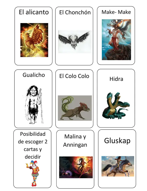 Baraja de cartas de mitología para impresión