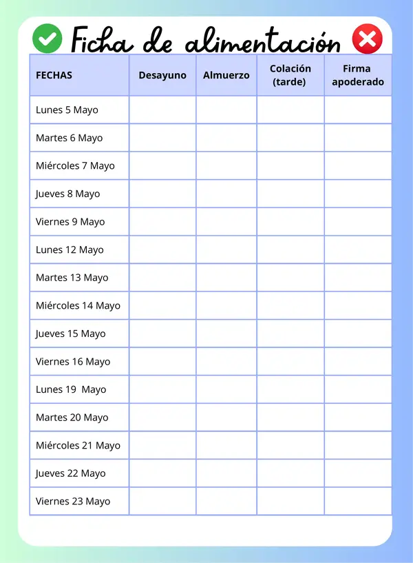 Ficha de alimentación Mayo 