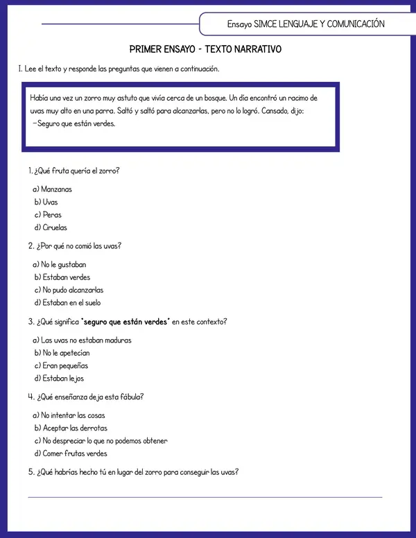 15 MINI ENSAYOS SIMCE – LENGUAJE Y COMUNICACIÓN 4° BÁSICO