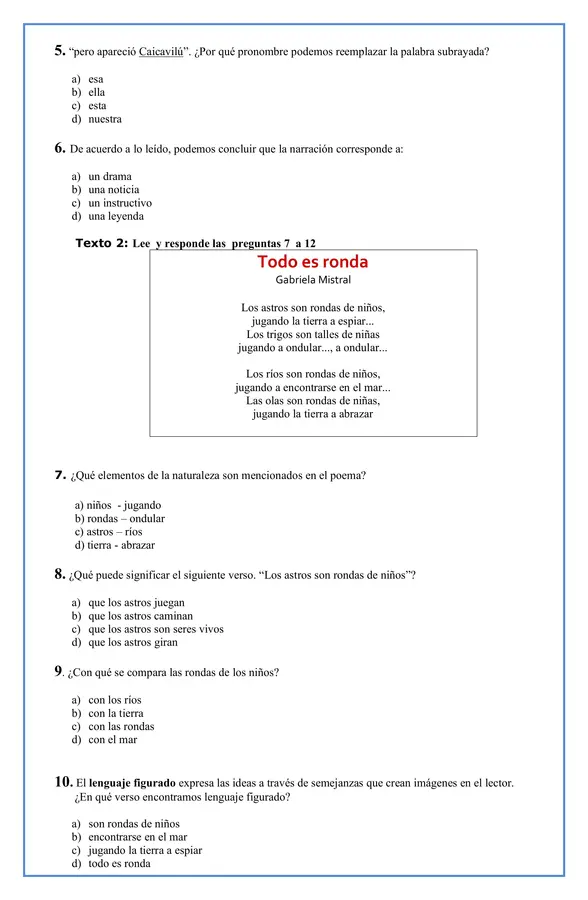 Guía Comprensión Lectora tipo SIMCE