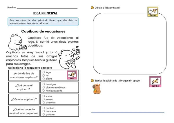 Estrategia de comprensión lectora Hallar la idea principal