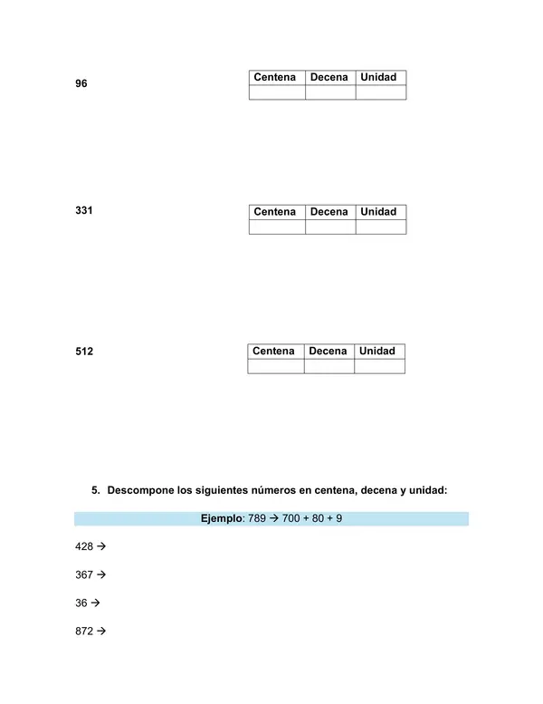 GUÍA DE MATEMÁTICAS "NÚMEROS DEL 1 AL 1000"