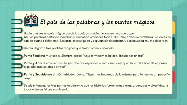 Utilizando diferentes tipos de puntos en la escritura.