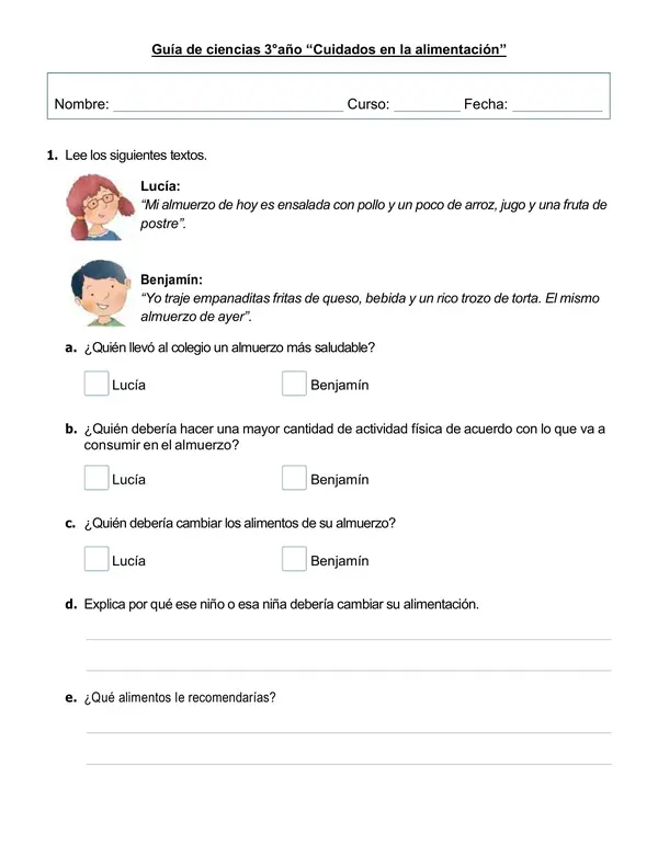 Guía de ciencias 3°año