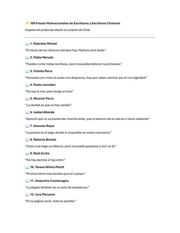100 frases motivacionales de escritoras y escritores Chilenos