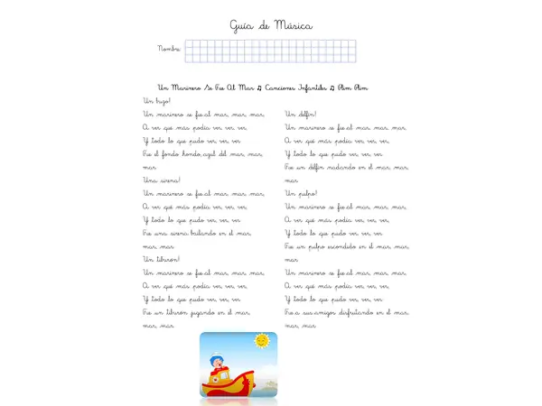 Guía de Música Canción "Un Marinero se fue al mar"