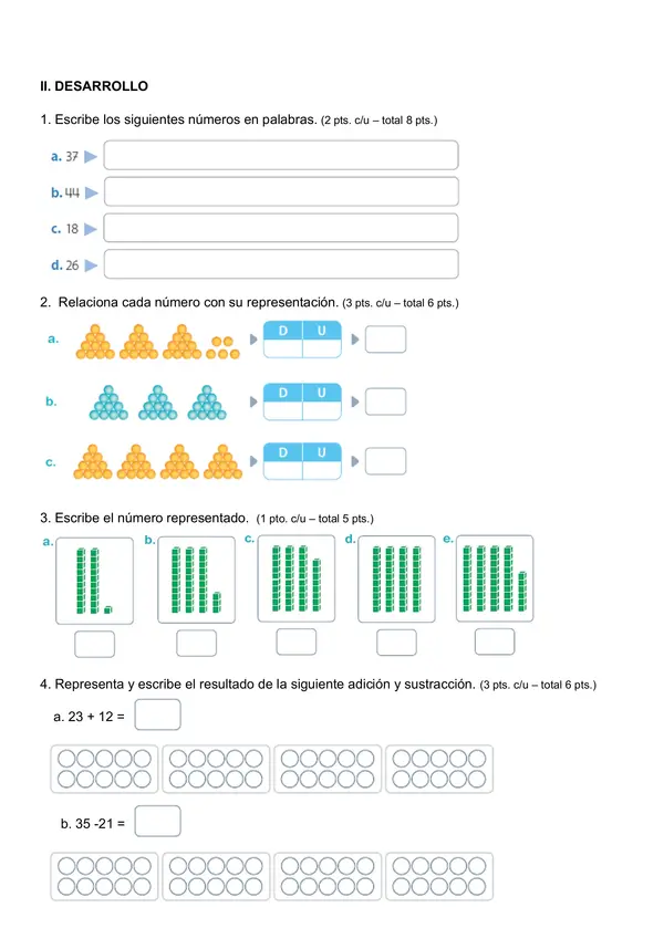 Evaluación números hasta el 50