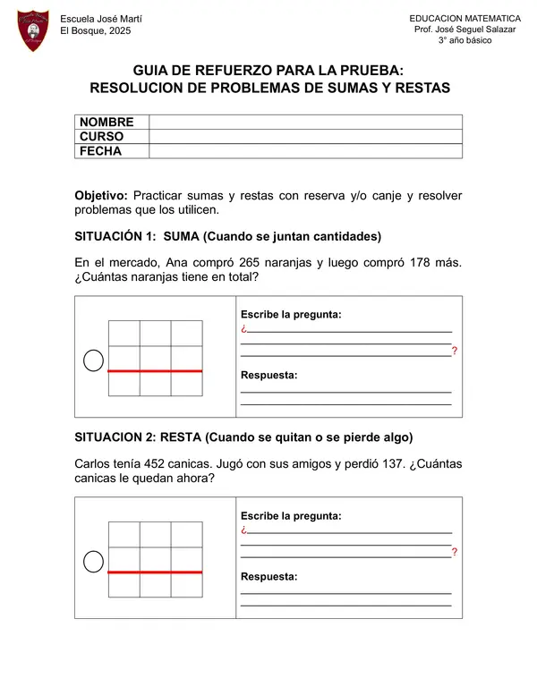 GUIA DE REFORZAMIENTO: RESOLUCIÓN DE PROBLEMAS