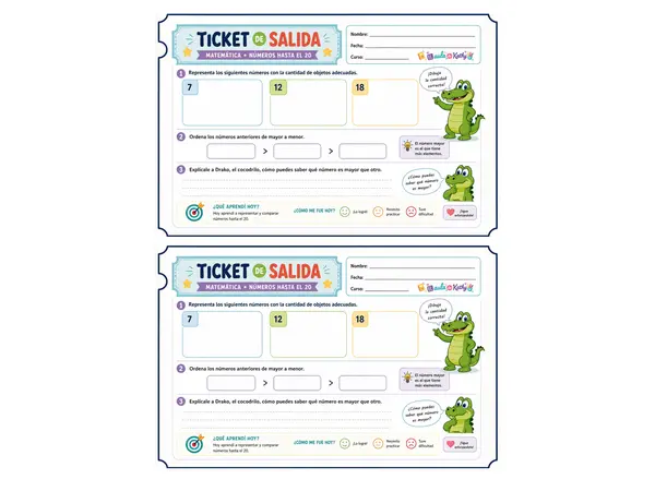 Ticket de Salida: Números hasta el 20