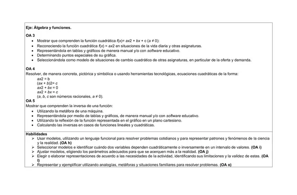 Planificacion anual Segundo medio, matematicas, 