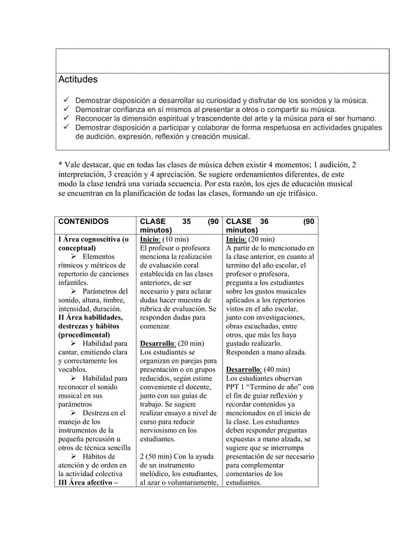 Planificación Clase a Clase: Diciembre | Música Segundo Básico