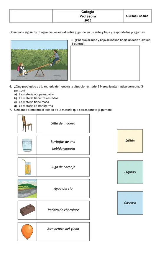 Evaluación Diagnostica 5 básico