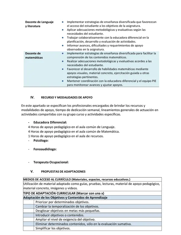 Plan de Apoyo Individualizado (PAI) – Formato Editable y Completo