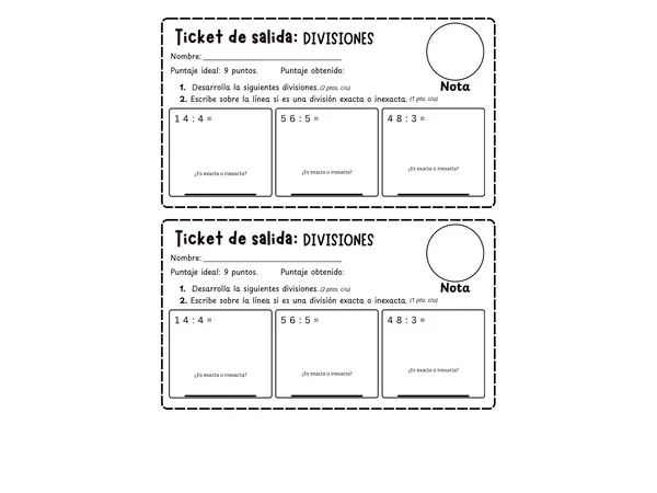 Ticket de salida: divisiones