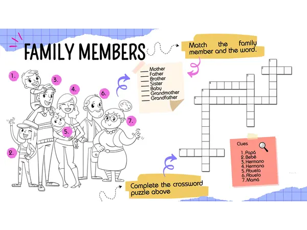 Family Crossword - Sopa de letras de la familia