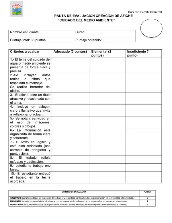 Pauta de evaluación afiche.