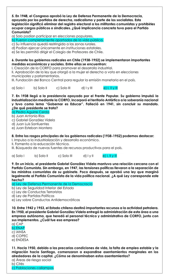 Prueba Historia - Gobiernos radicales 
