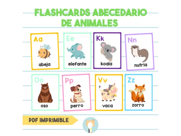 Flashcards Abecedario de Animales en Español