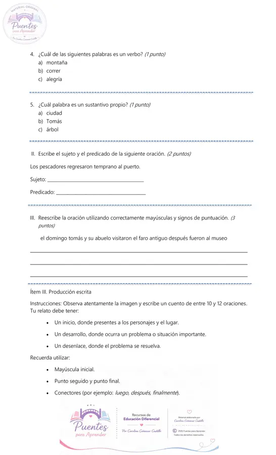 Evaluación de Lenguaje y Comunicación 5° Básico | Primer Semestre